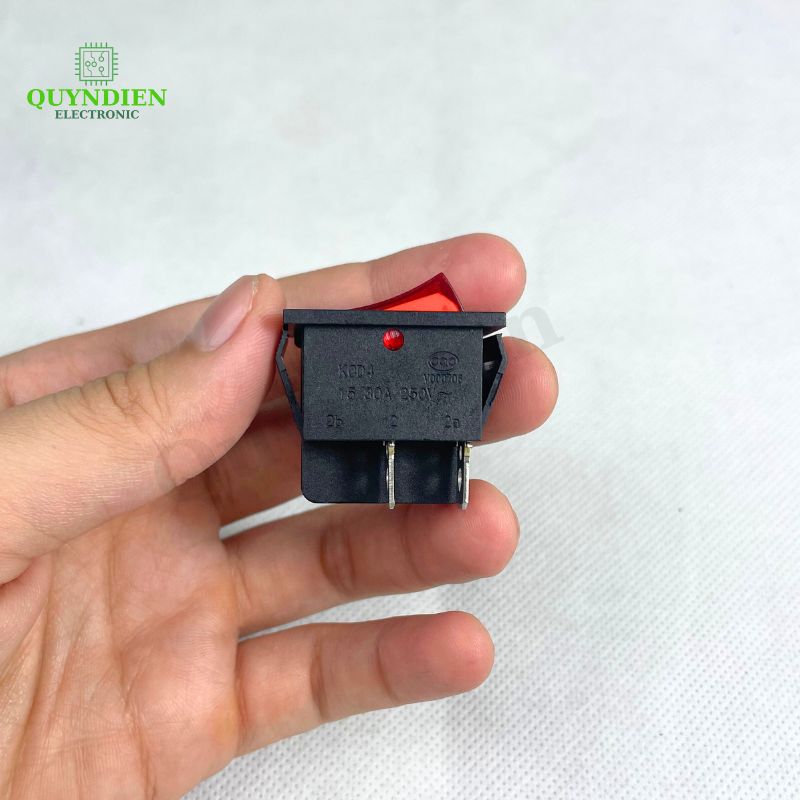 Công Tắc Bập Bênh 4 Chân KCD4 15/30A 250V Đỏ Có Đèn