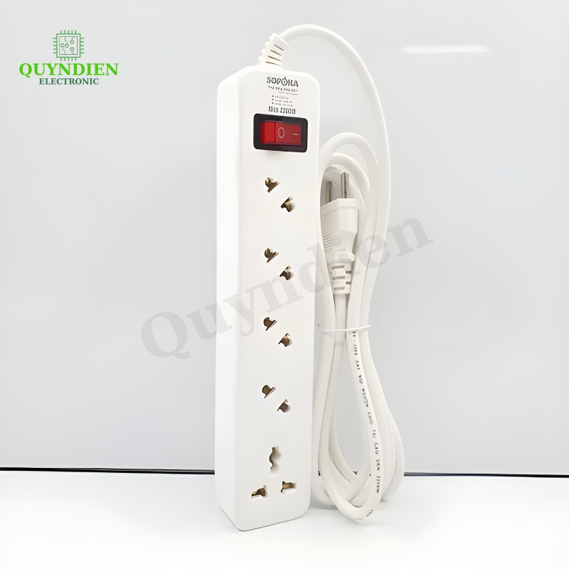 Ổ Cắm Lõi sứ chống cháy 5 Cửa Chéo con tắc 2200W  - VAT - Ổ cắm chéo 5 cửa 2200W 5A2-5