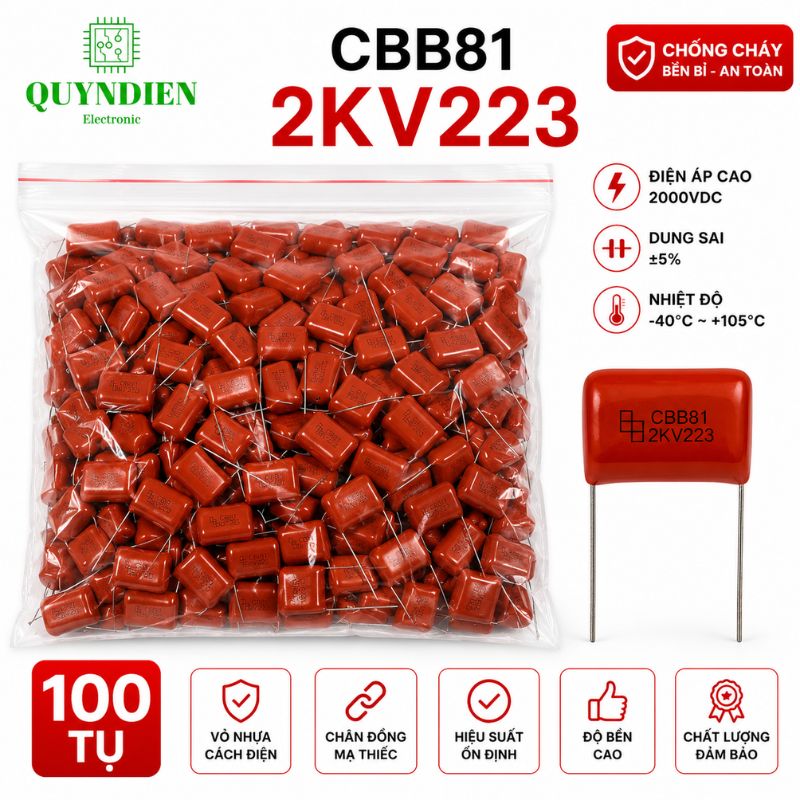 Tụ Kẹo Nâu Đỏ CBB81 2KV223