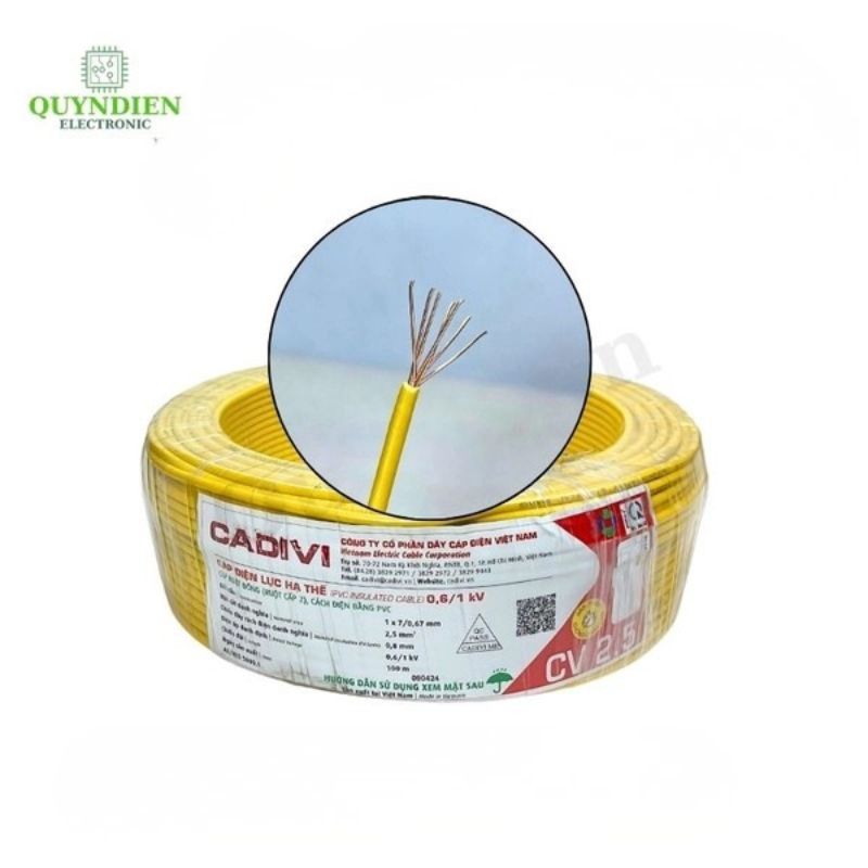 Dây Điện Cadivi Dây Đơn Lõi 7 Sợi CV2.5 - Cuộn 1 Mét