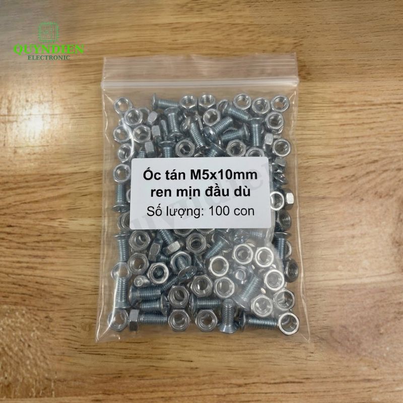 Ốc Vít Ren Mịn Đầu Dù M5x10mm Có Kèm Tán Màu Trắng