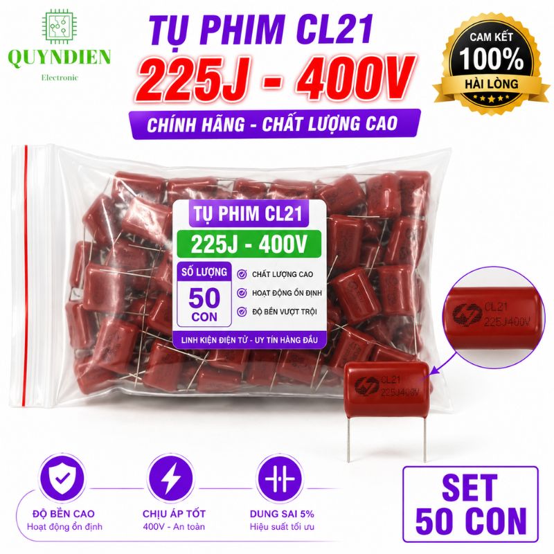 Tụ Kẹo Nâu Đỏ CL21 225J 400V