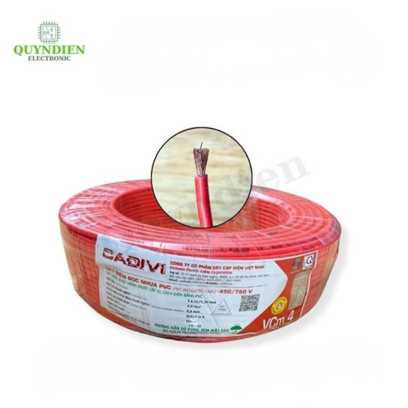Dây Điện Cadivi Dây Đơn Mềm VCm-4 450/750V