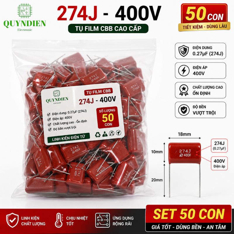 Tụ Kẹo Nâu Đỏ 274J 400V 0.27uF