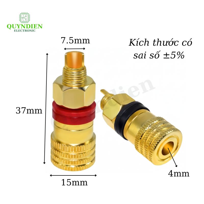 Cọc Đồng M8 Trục 8mm Đỏ Đen