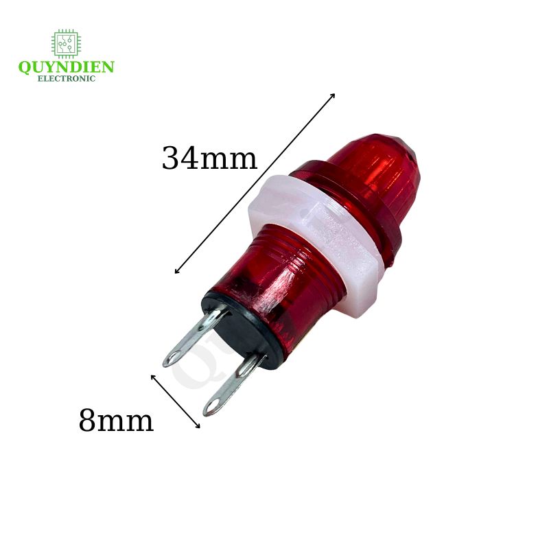 Bóng đèn báo pha 2 chân 220v màu đỏ 10mm
