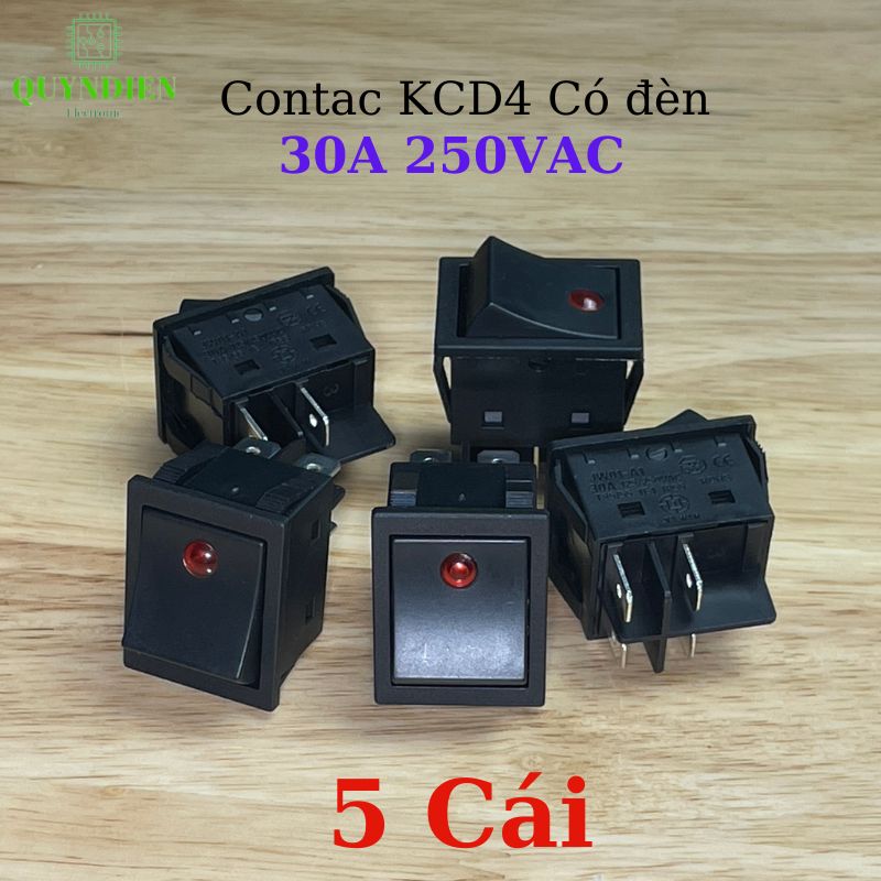Công Tắc Bập Bênh 4 Chân KCD4 30A 125/250VAC Đen