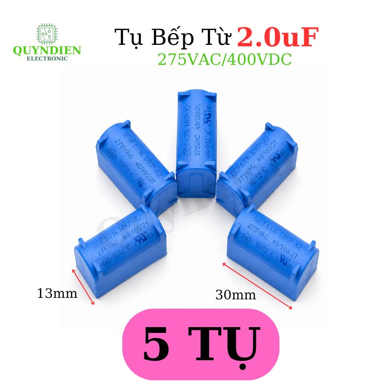 Tụ Bếp Từ 2uF 275VAC/400VDC Màu Xanh Đứng