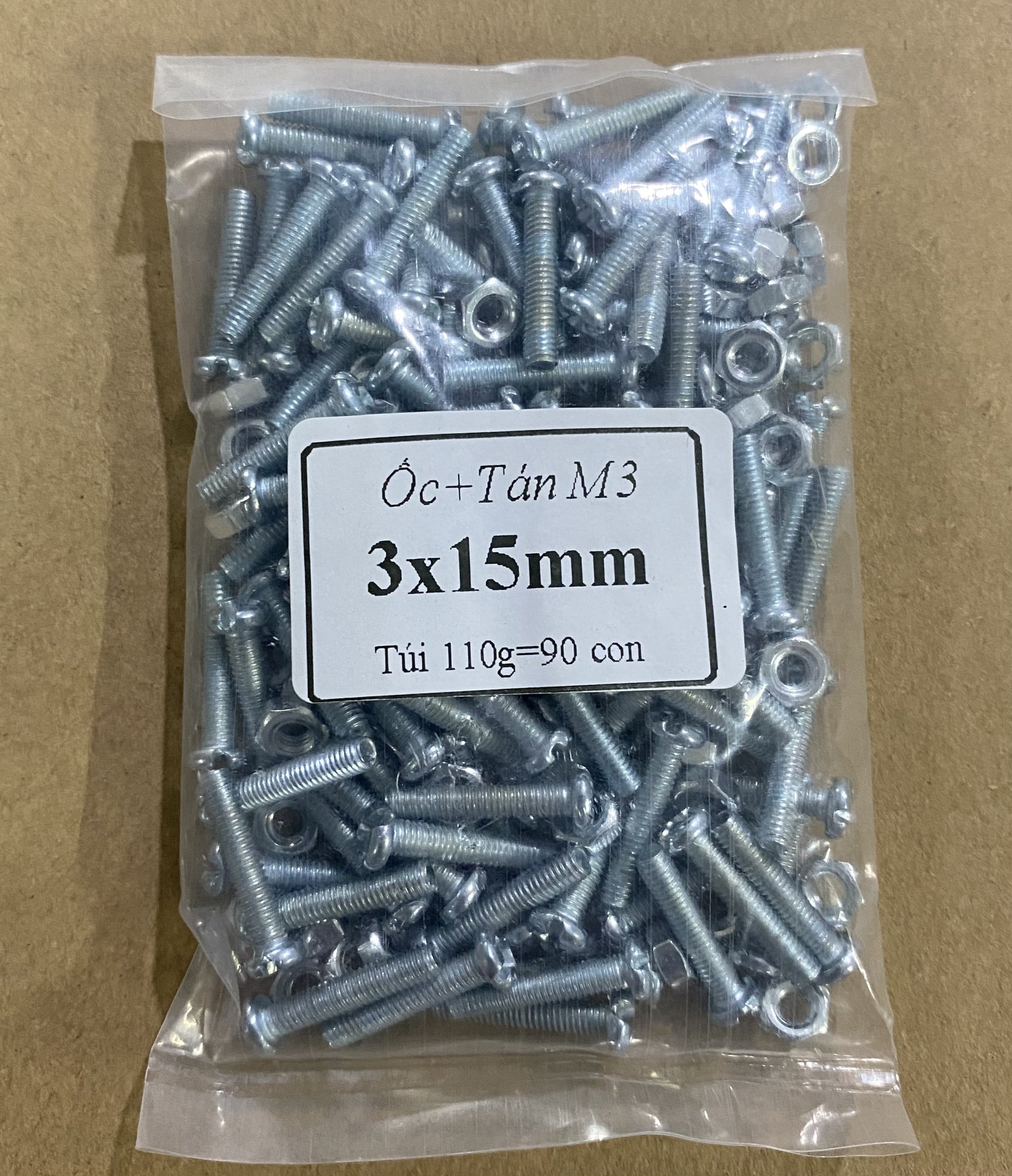 Ốc vít tán 3ly thân M3 dài 1cm/1.2cm/1.5cm/2cm/3cm/4cm/5cm