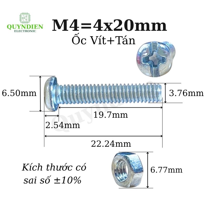 Ốc Vít M4x20mm Có Kèm Tán