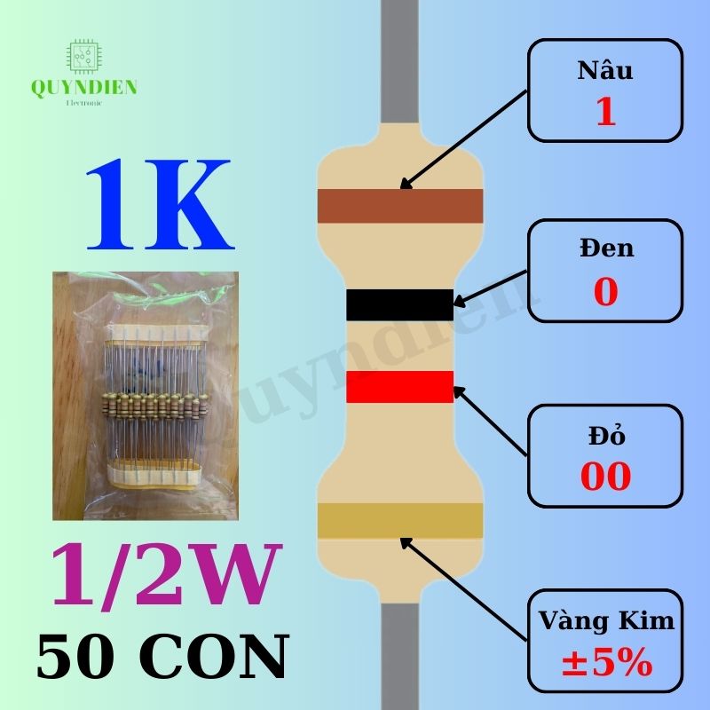 Điện trở Đài Loan 1/2W - 1K
