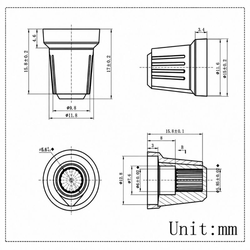 Núm Nhựa Volume Màu Đỏ Thân Đen