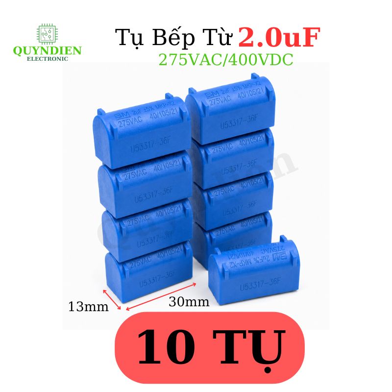 Tụ Bếp Từ 2uF 275VAC/400VDC Màu Xanh Đứng