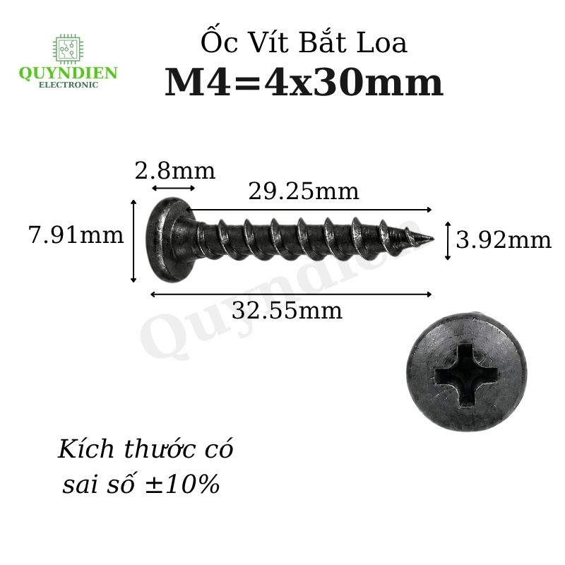 Ốc Vít M4x30mm Taiwan Ren Thưa Nhọn