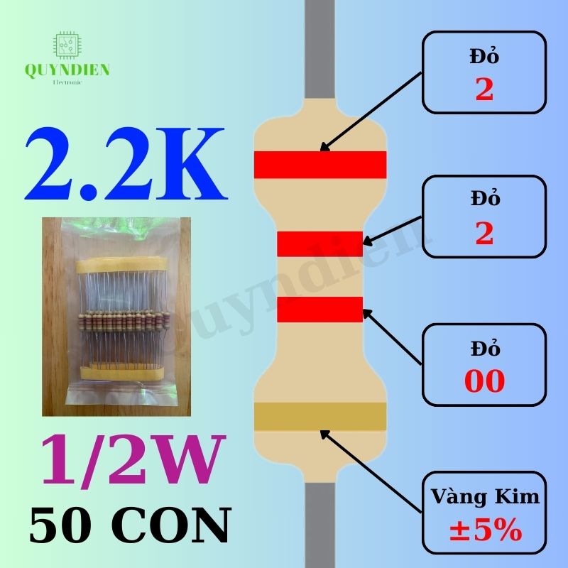 Điện trở Đài Loan 1/2W - 2K2