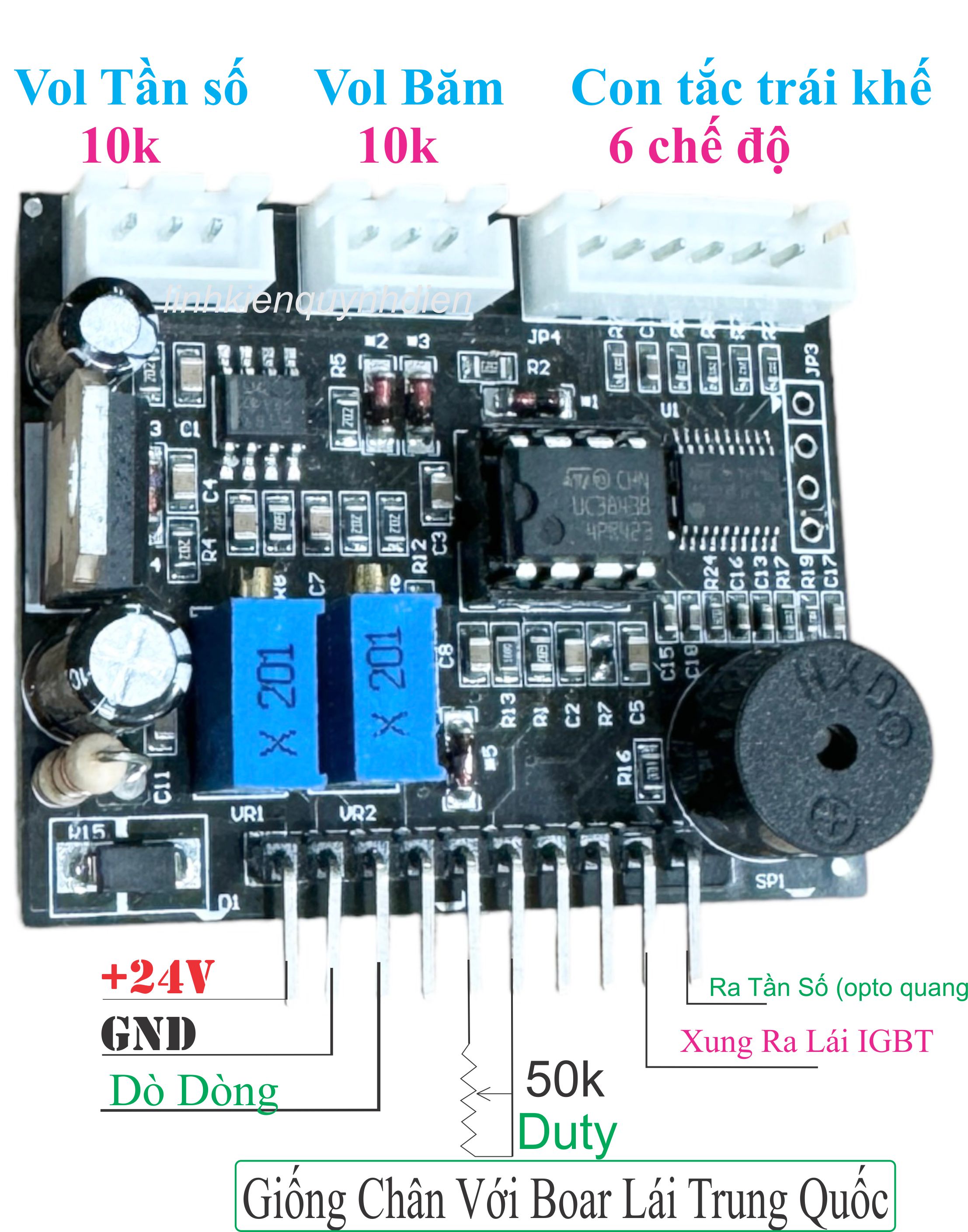 Mạch băm xung lái IGBT tích hợp 2 in 1 UC3842 + PIC 6 chế độ