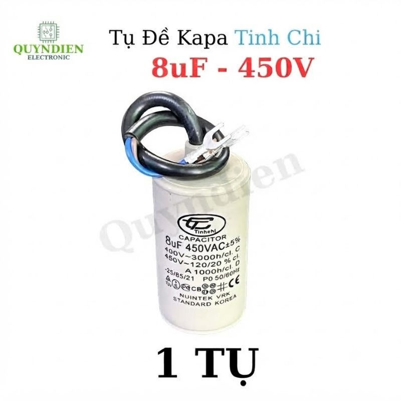 Tụ Đề Máy Bơm Nước 8uF 450VAC Tinh Chi