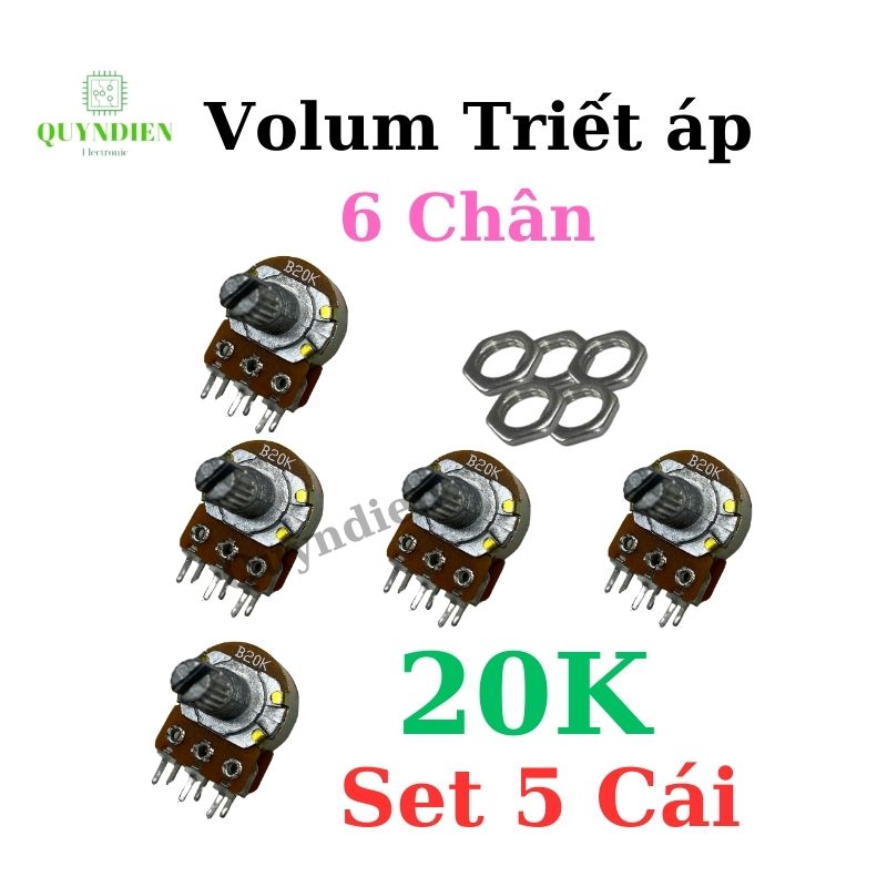 Volum biến trở Triết áp đôi 6 chân WH148 B20K
