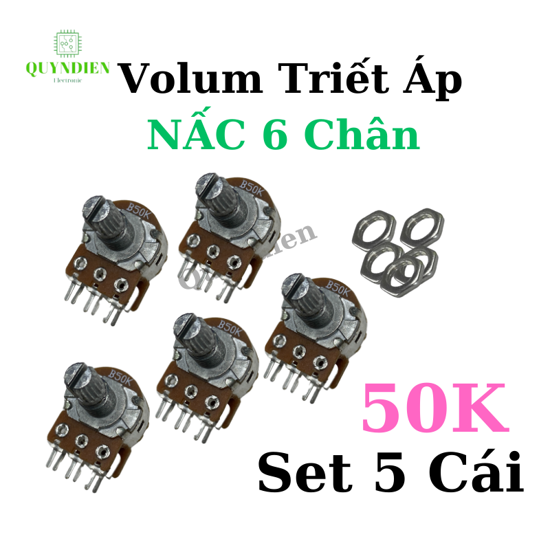 Biến trở Volum Nấc - khía, triết áp Đôi 6 Chân B50K