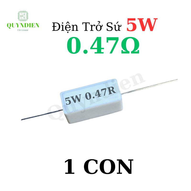 Điện trở sứ 5W chân cắm ±5% dáng Nằm - 0.47R