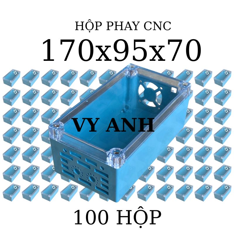 Hộp nhựa Phay sẵn VY ANH 170x95x70mm Xanh nắp Trong