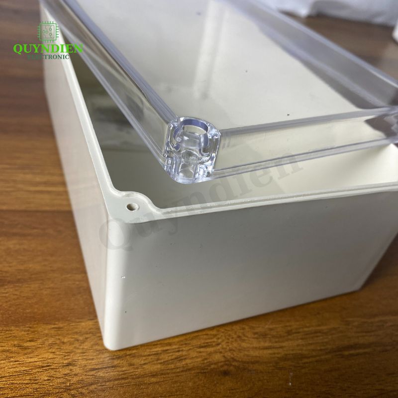 Hộp nhựa ABS điện tử 200x120x80mm màu Trắng nắp Trong Vy Anh