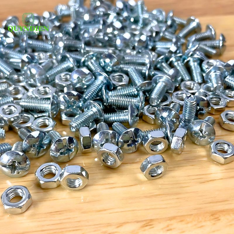 Ốc Vít M4=4x10mm Kèm Tán Ren Mịn Đầu Dù Màu Trắng