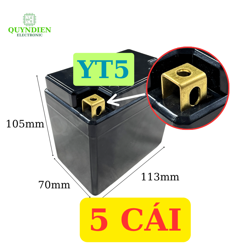 Vỏ Bình Đề Xe Máy YT5 Cọc Vuông Nắp Đục