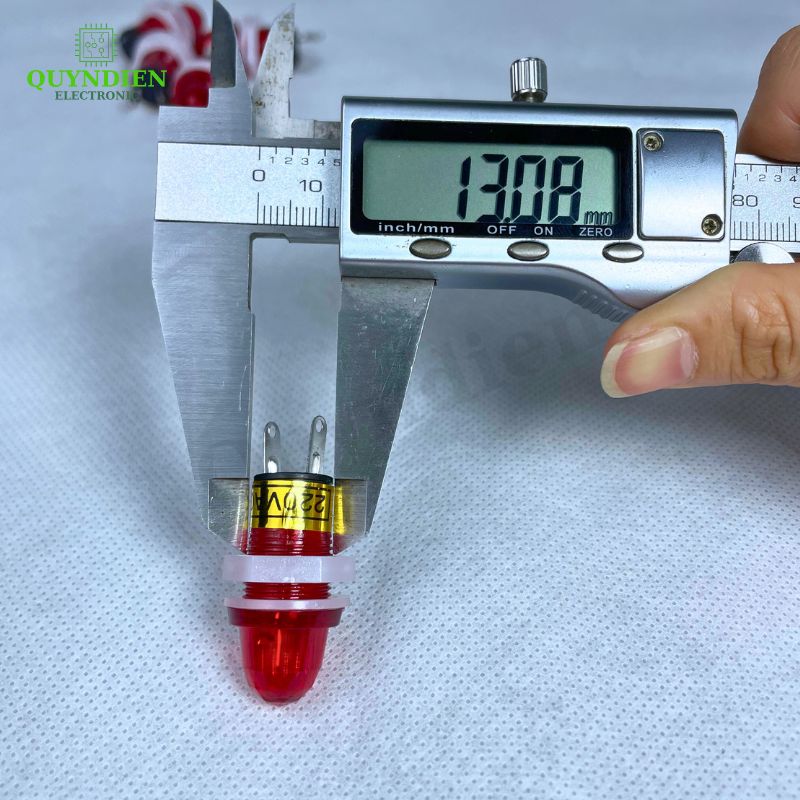 Bóng đèn báo pha 2 chân 220v màu đỏ 10mm