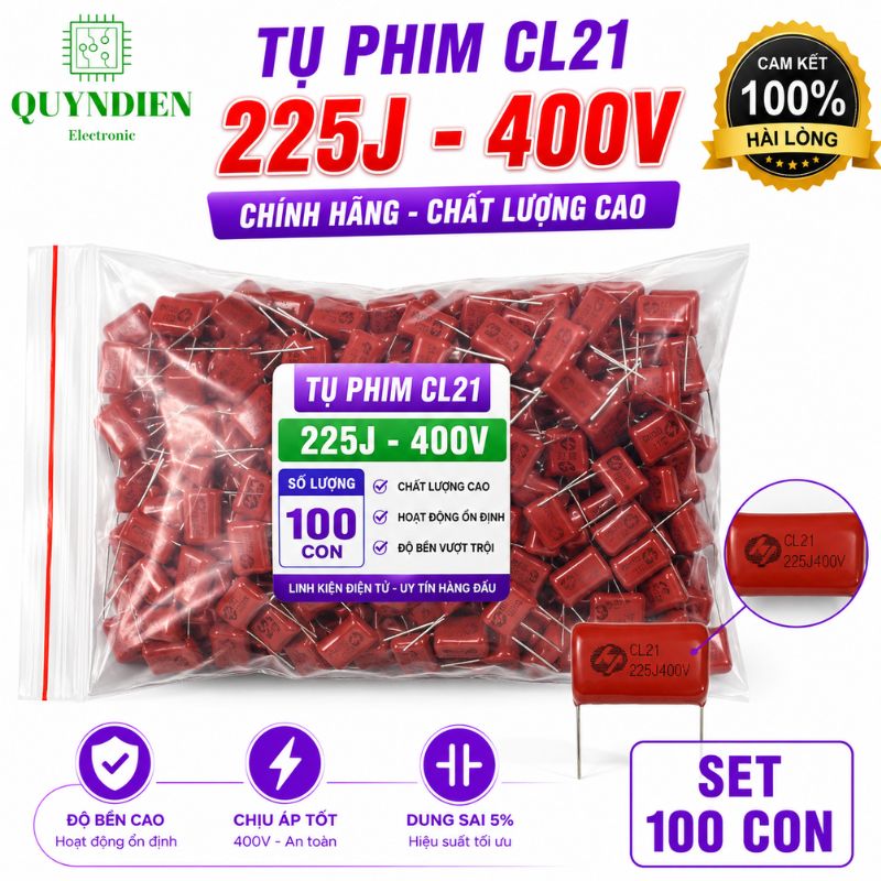 Tụ Kẹo Nâu Đỏ CL21 225J 400V