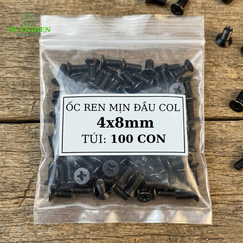 Ốc Vít Đầu COL M4 Ren Mịn 4mm Dài 8mm Đen