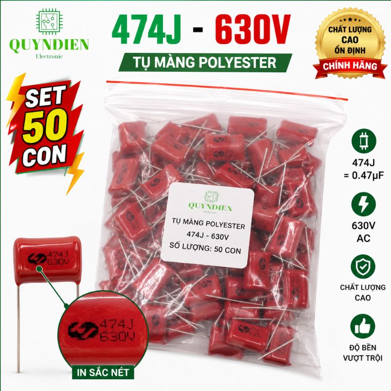 Tụ Kẹo Nâu Đỏ CBB22 474J 630V