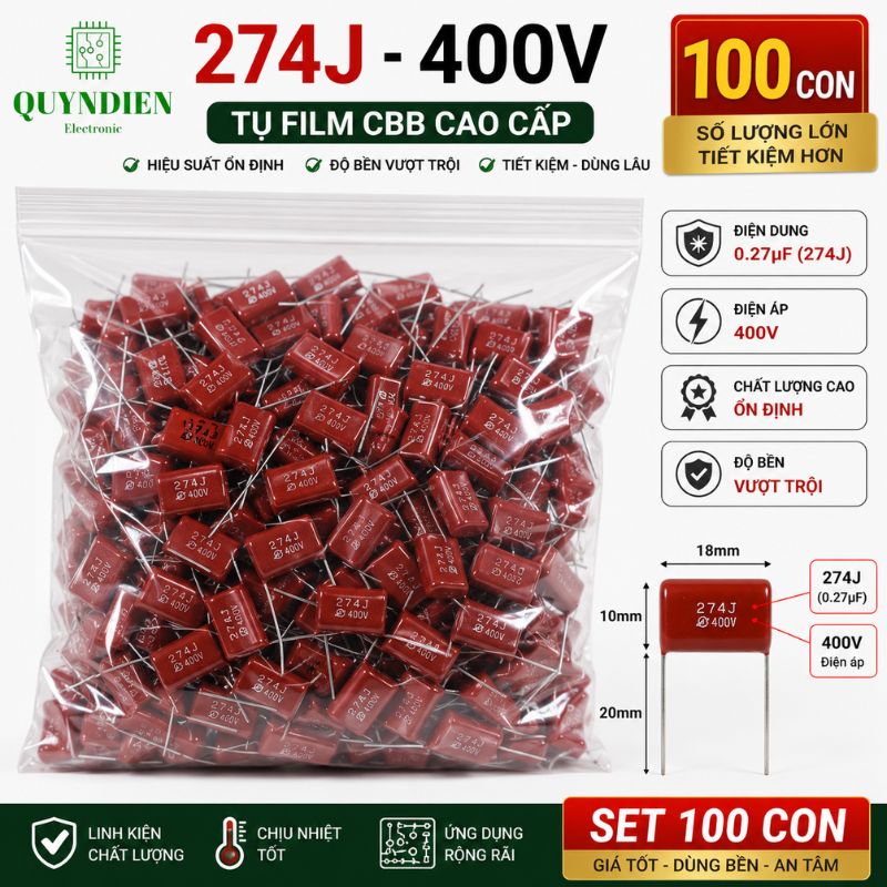 Tụ Kẹo Nâu Đỏ 274J 400V 0.27uF