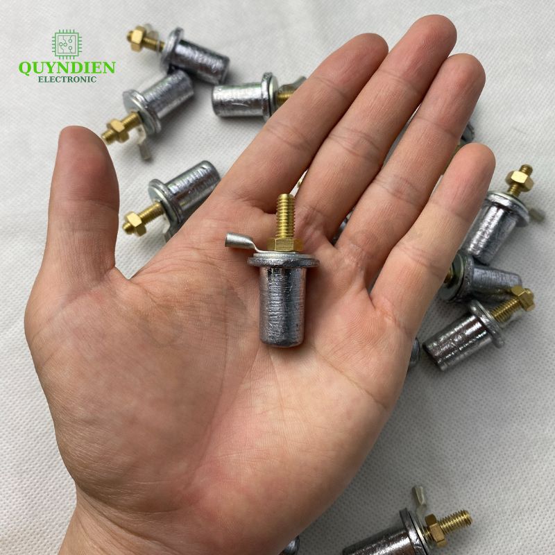 Cọc Chì M6 Đầu Cos – Cọc Cắm Ắc Quy Chì Axit, Đầu Nối Ren Đồng Chống Oxy Hóa