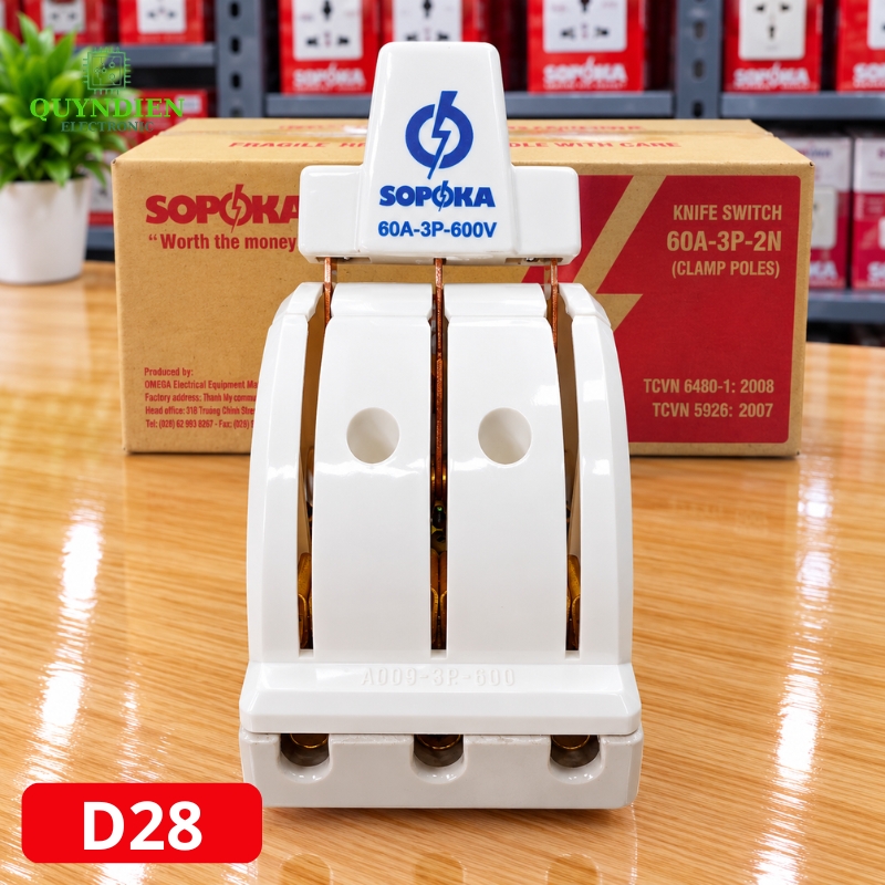 Cầu Dao Đảo 3 Pha 3P 600V Đế Sứ SOPOKA