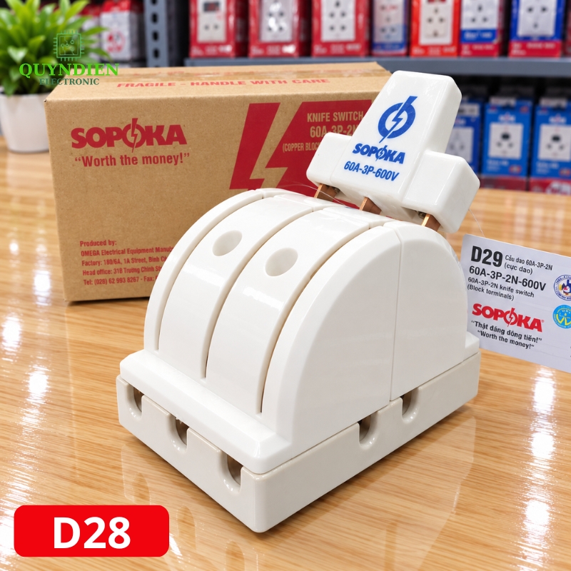 Cầu Dao Đảo 3 Pha 3P 600V Đế Sứ SOPOKA