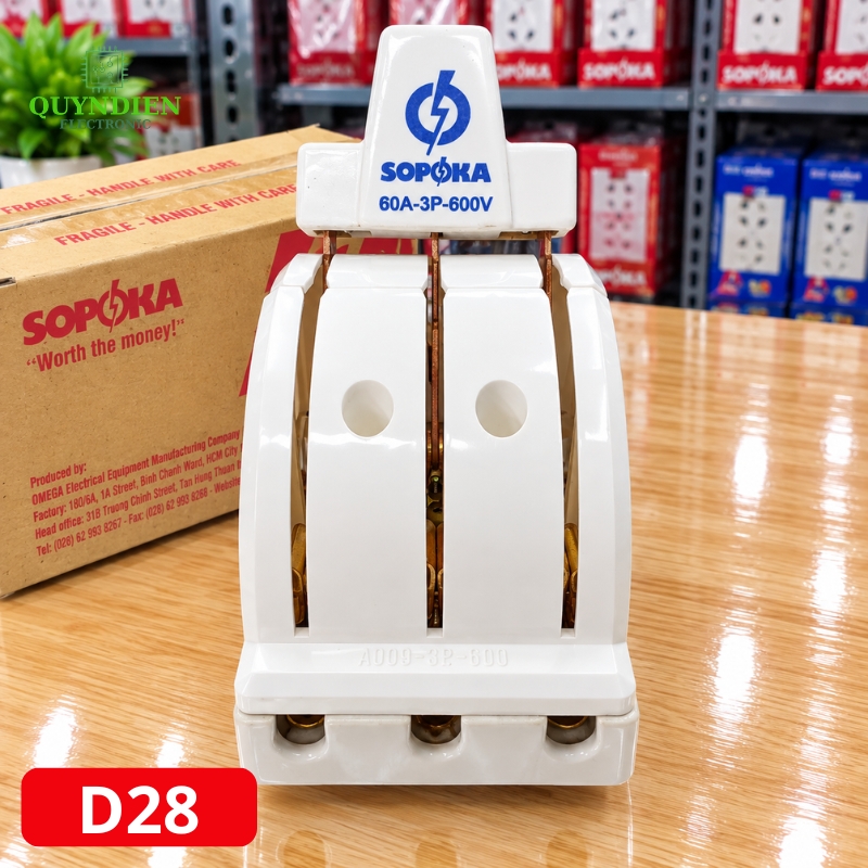 Cầu Dao Đảo 3 Pha 3P 600V Đế Sứ SOPOKA