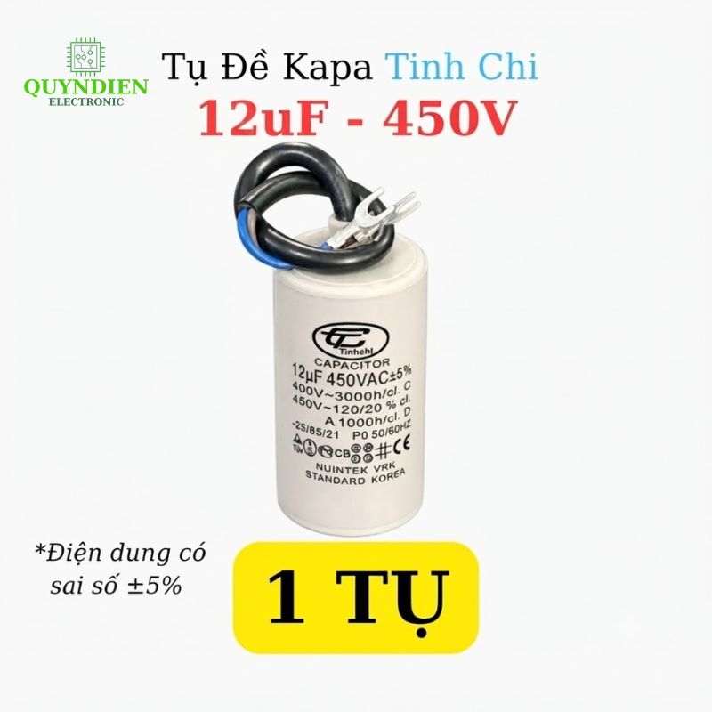 Tụ Đề Máy Bơm Nước 12uF 450VAC Tinh Chi