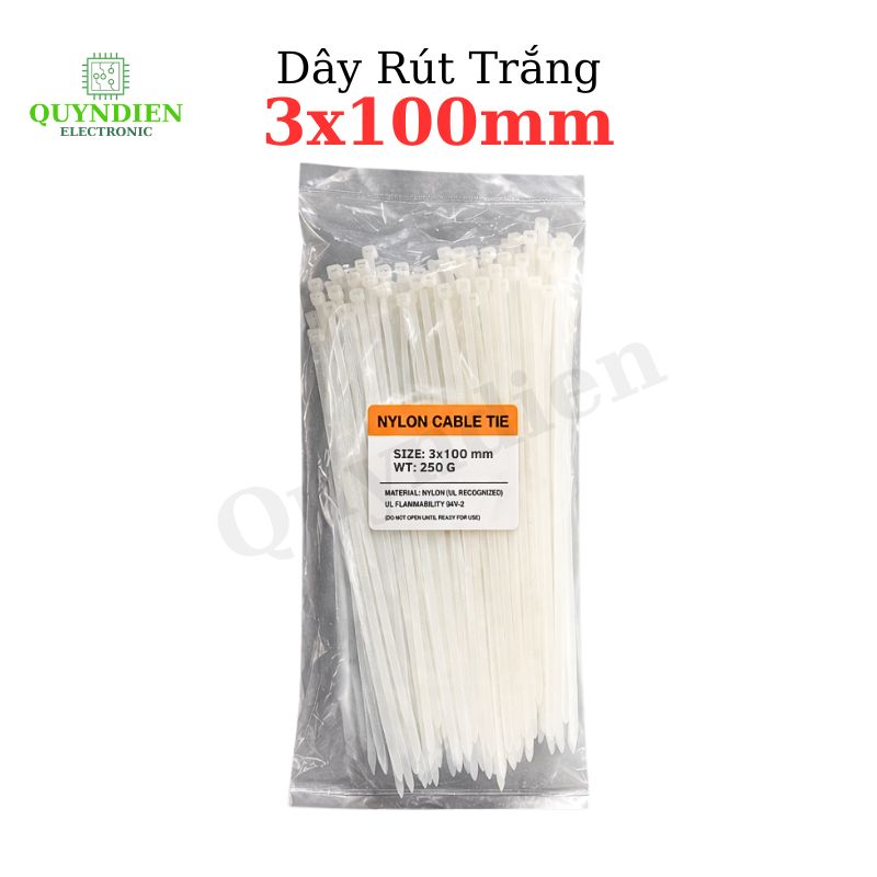 Dây Rút Nhựa Nhiều Kích Cỡ Màu Trắng Đen - Túi 250gram