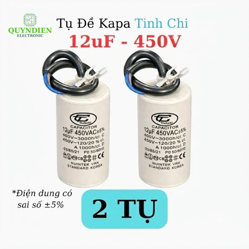 Tụ Đề Máy Bơm Nước 12uF 450VAC Tinh Chi