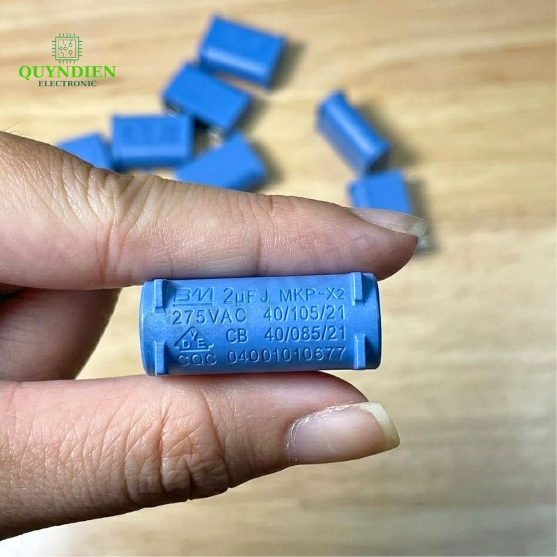 Tụ Bếp Từ 2uF 275VAC/400VDC Màu Xanh Đứng
