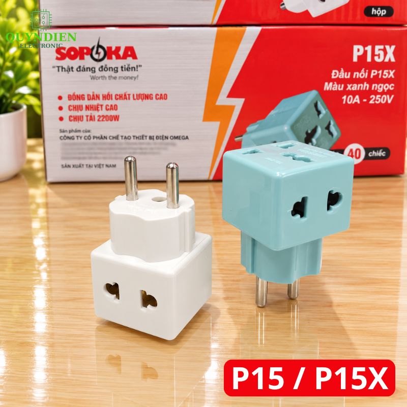 Đầu Nối Phích Cắm Chia Điện 2 Lỗ Đa Năng P15 SOPOKA