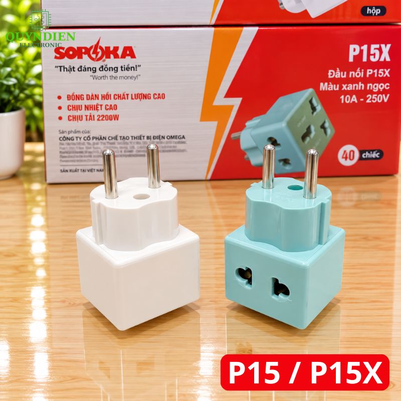 Đầu Nối Phích Cắm Chia Điện 2 Lỗ Đa Năng P15 SOPOKA