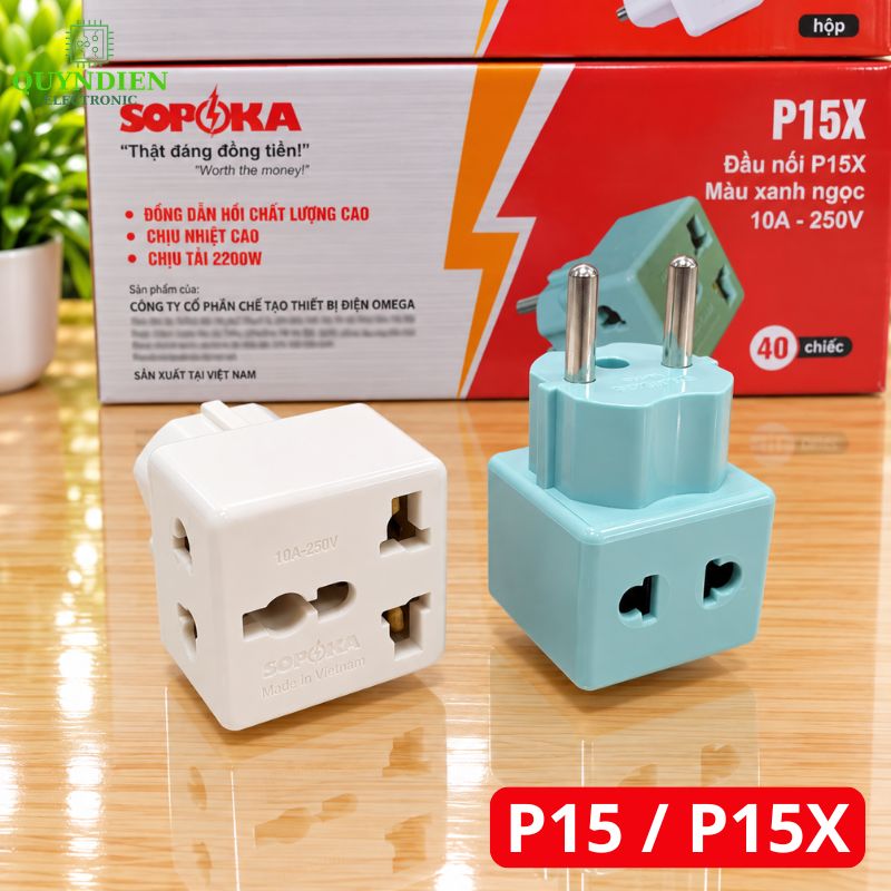 Đầu Nối Phích Cắm Chia Điện 2 Lỗ Đa Năng P15 SOPOKA