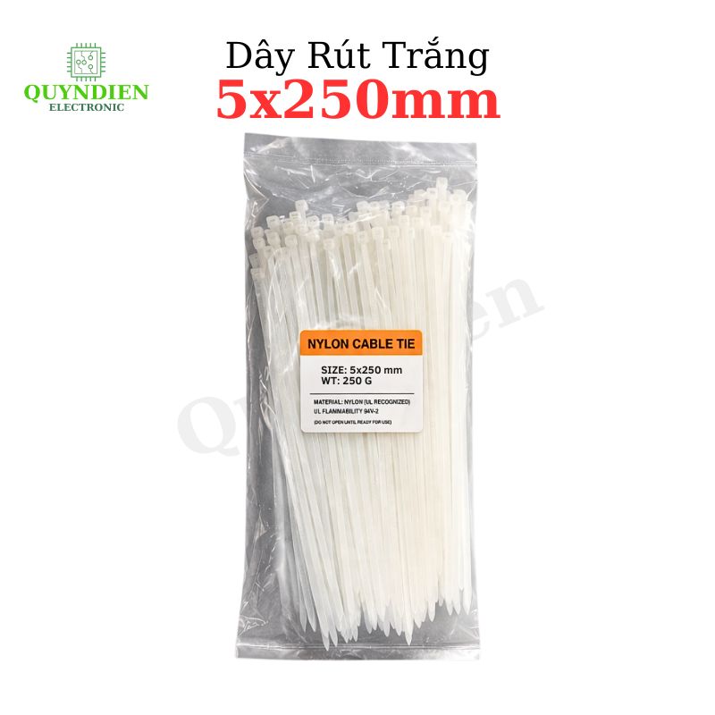 Dây Rút Nhựa Nhiều Kích Cỡ Màu Trắng Đen - Túi 250gram