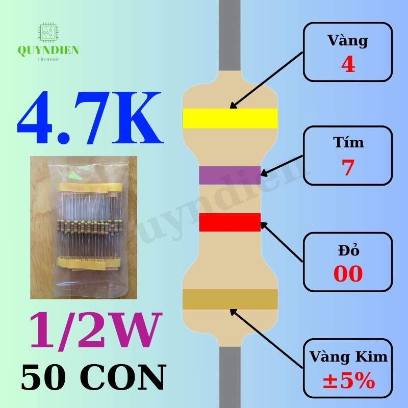 Điện trở Đài Loan 1/2W - 4K7