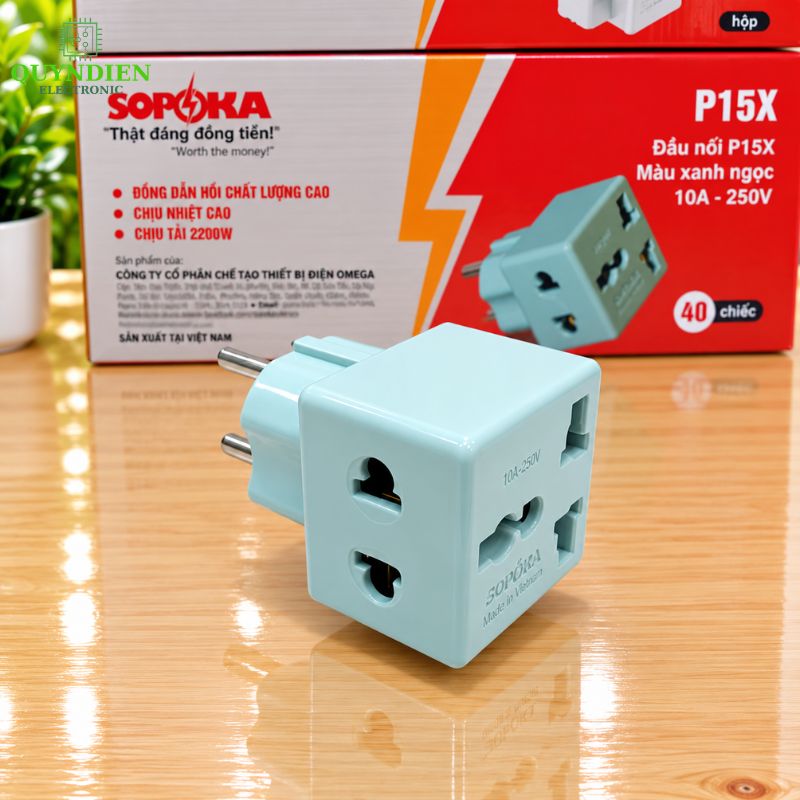 Đầu Nối Phích Cắm Chia Điện 2 Lỗ Đa Năng P15 SOPOKA