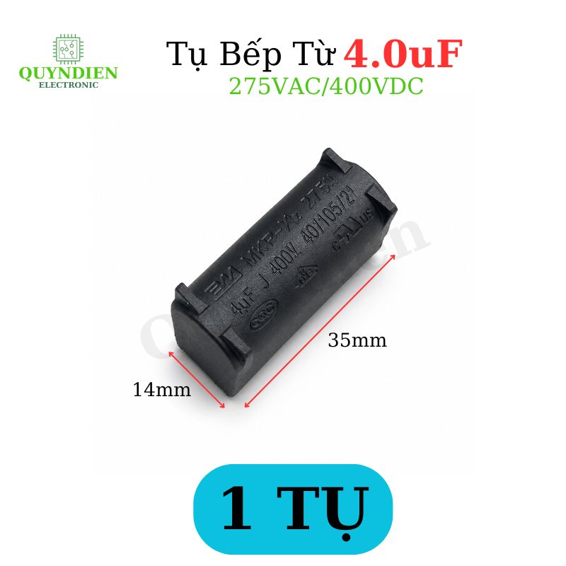 Tụ Bếp Từ 4uF 275VAC 400VDC Màu Xanh Loại Đứng