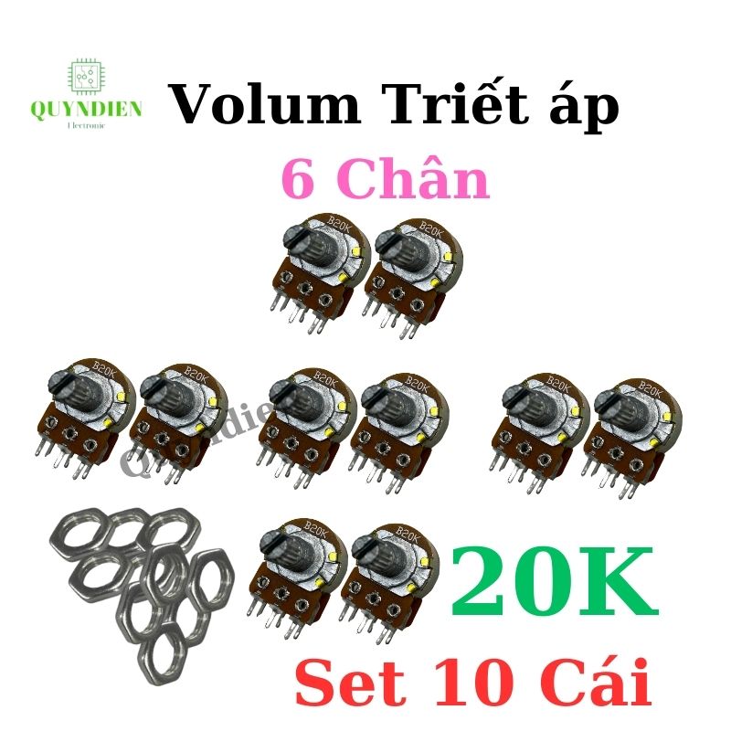 Volum biến trở Triết áp đôi 6 chân WH148 B20K