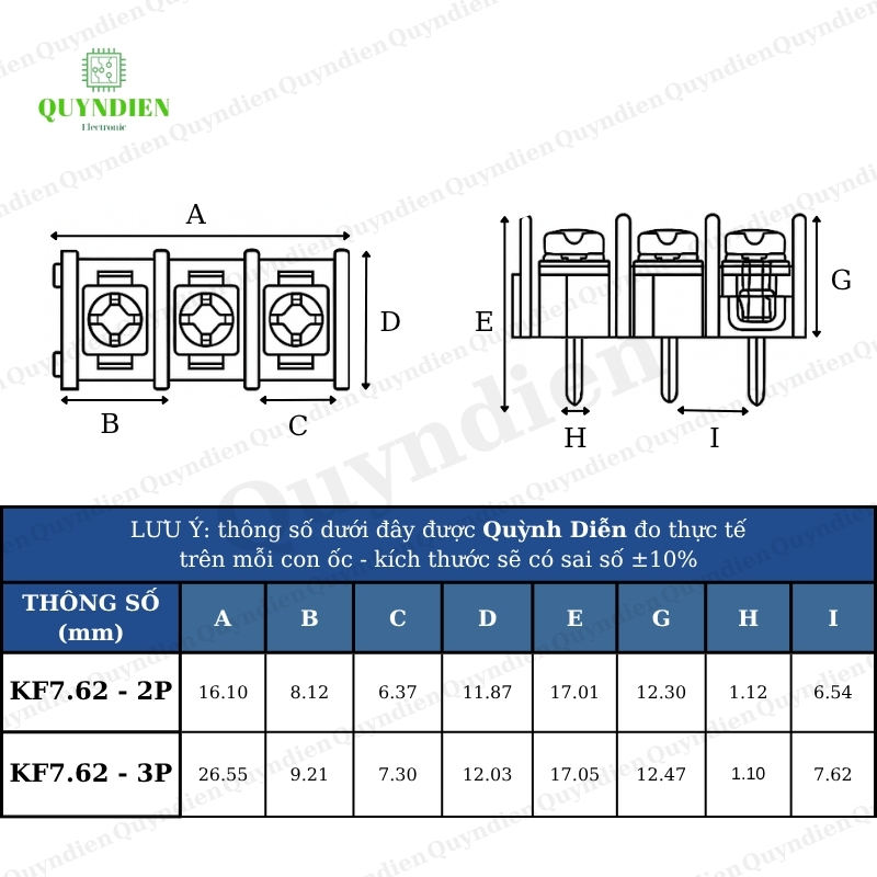 Đầu Nối Dây Điện, Cầu Đấu Dây Domino (Terminal) KF7.62 - 2P/3P